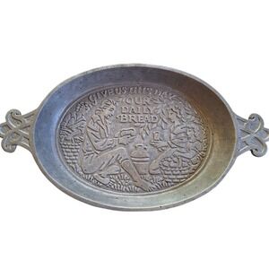 Phila House Vintage Our Daily Bread Pewter Serving Tray Platter Israel